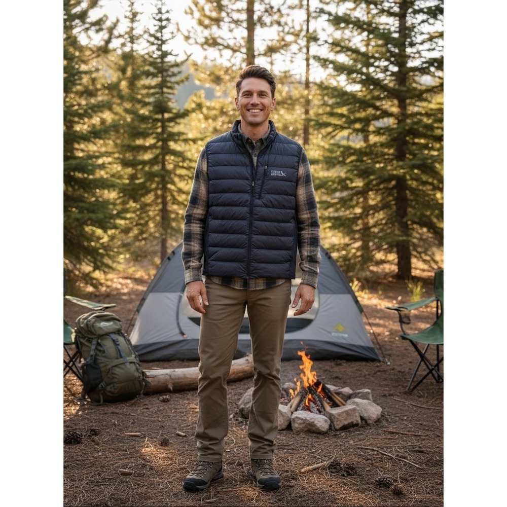 Eddie Bauer 550 Down Puffer Vest Men XL Charcoal Gray Outdoors Casual